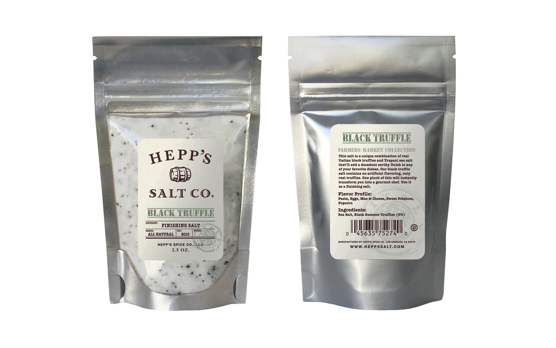 Black Truffle Sea Salt 2.5 Pouch - HEPPS SALT CO. 